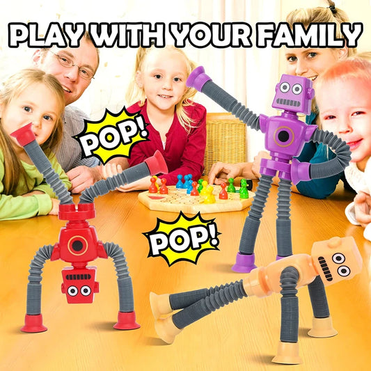 4 Pcs Telescopic Giraffe Aliens Robotics Lion Pop Tubes, Cartoon Fidget Tubes Sensory Toys Stimulating Imaginative Creative Play