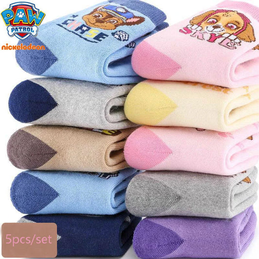 5Pairs/set=10pcs Genuine Paw Patrol Socks Chase Skye Marshall Girls Boys Spring Autumn Toddlers Sox Kids Birthday Christmas Gift