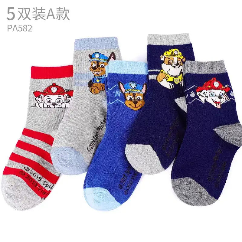 5Pairs/set=10pcs Genuine Paw Patrol Socks Chase Skye Marshall Girls Boys Spring Autumn Toddlers Sox Kids Birthday Christmas Gift