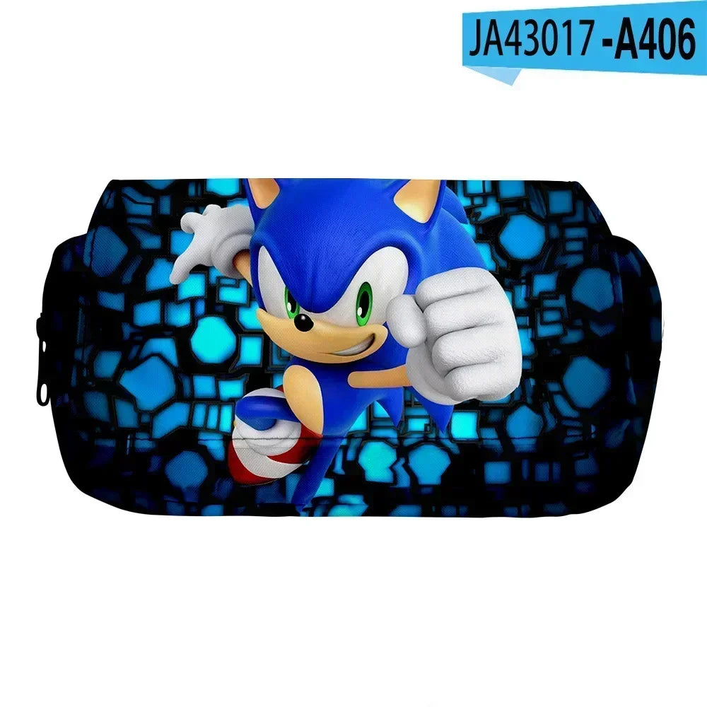 3D New SONIC Cartoon Sonic Cross-border Double-layer Pencil Bag Pencil Case Primary and Secondary School Student Stationery Box