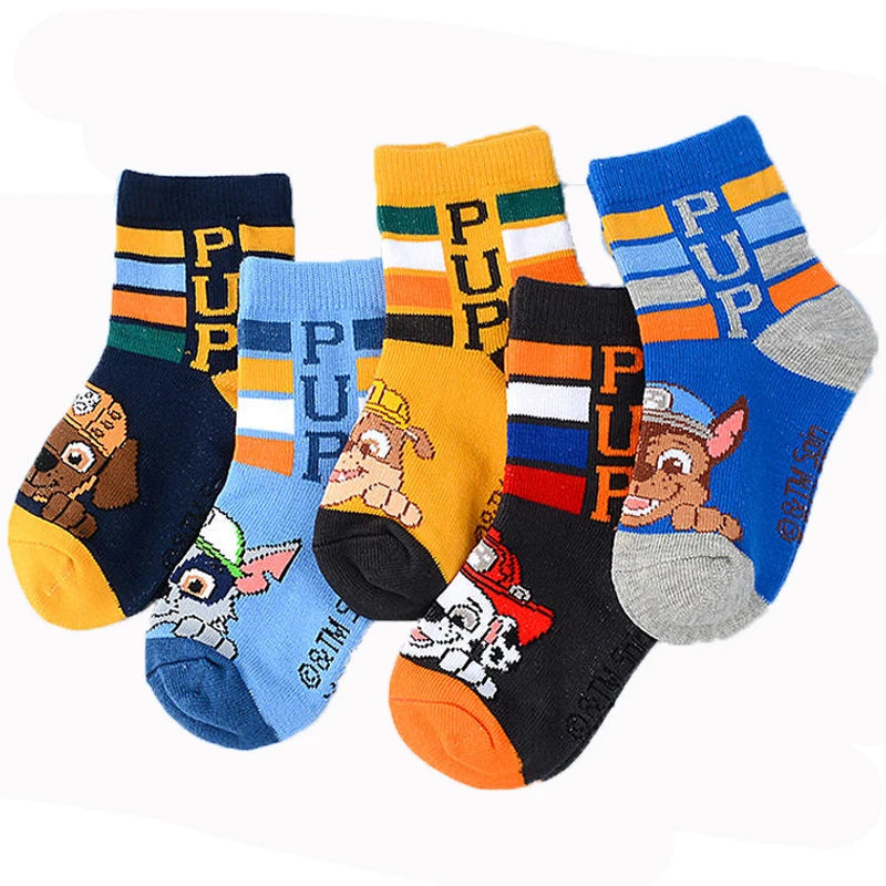 5Pairs/set=10pcs Genuine Paw Patrol Socks Chase Skye Marshall Girls Boys Spring Autumn Toddlers Sox Kids Birthday Christmas Gift