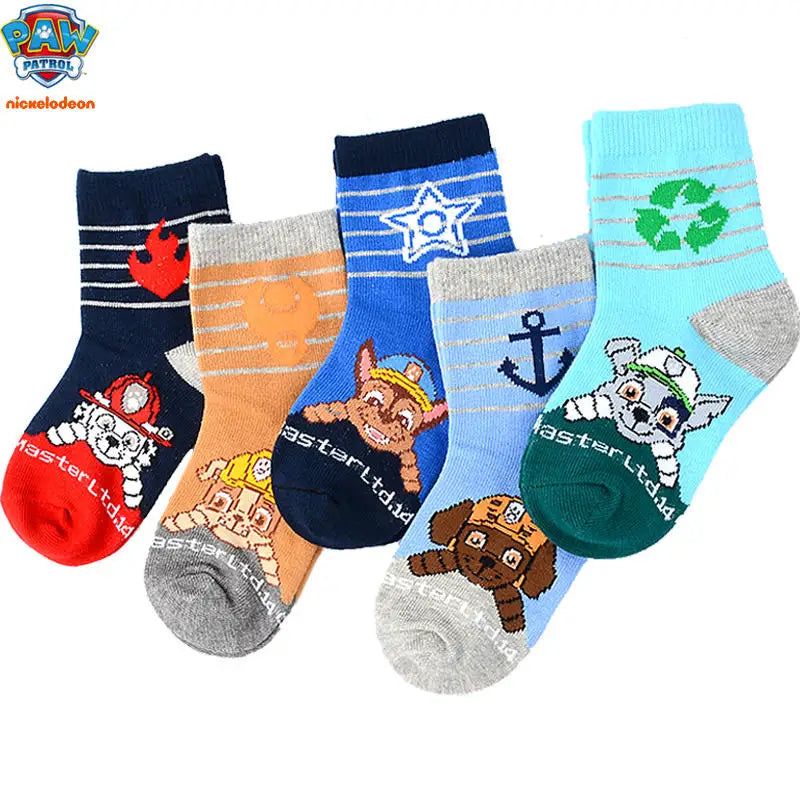 5Pairs/set=10pcs Genuine Paw Patrol Socks Chase Skye Marshall Girls Boys Spring Autumn Toddlers Sox Kids Birthday Christmas Gift