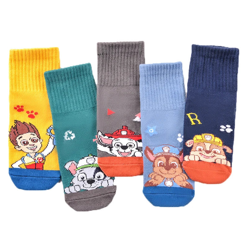 5Pairs/set=10pcs Genuine Paw Patrol Socks Chase Skye Marshall Girls Boys Spring Autumn Toddlers Sox Kids Birthday Christmas Gift