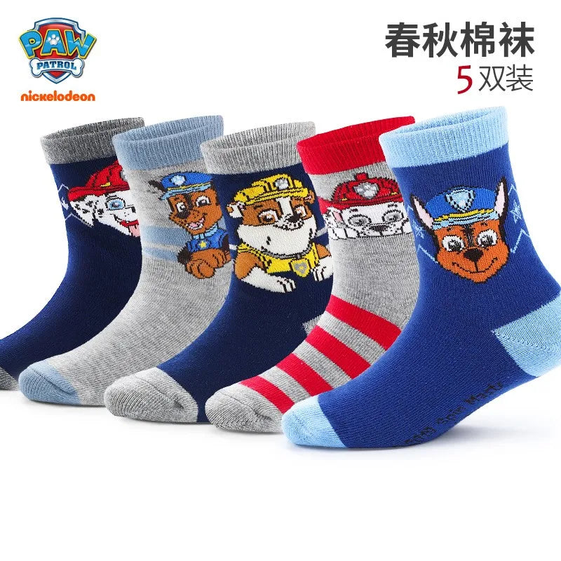 5Pairs/set=10pcs Genuine Paw Patrol Socks Chase Skye Marshall Girls Boys Spring Autumn Toddlers Sox Kids Birthday Christmas Gift