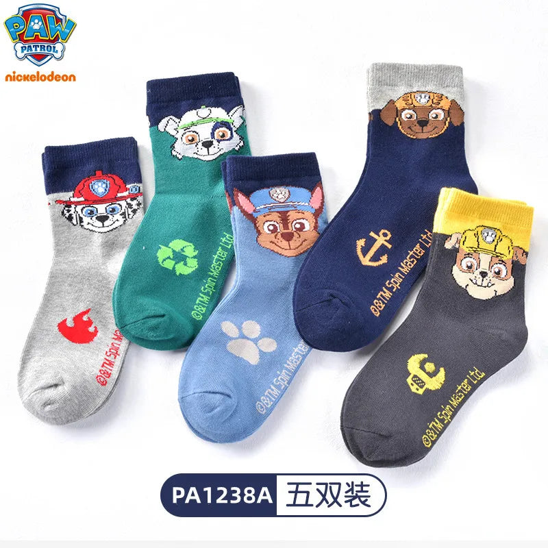 5Pairs/set=10pcs Genuine Paw Patrol Socks Chase Skye Marshall Girls Boys Spring Autumn Toddlers Sox Kids Birthday Christmas Gift