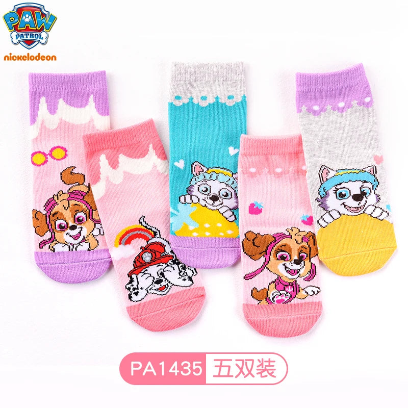 5Pairs/set=10pcs Genuine Paw Patrol Socks Chase Skye Marshall Girls Boys Spring Autumn Toddlers Sox Kids Birthday Christmas Gift