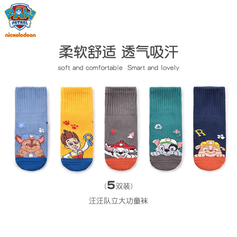 5Pairs/set=10pcs Genuine Paw Patrol Socks Chase Skye Marshall Girls Boys Spring Autumn Toddlers Sox Kids Birthday Christmas Gift