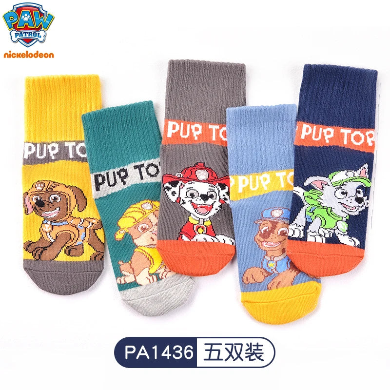 5Pairs/set=10pcs Genuine Paw Patrol Socks Chase Skye Marshall Girls Boys Spring Autumn Toddlers Sox Kids Birthday Christmas Gift