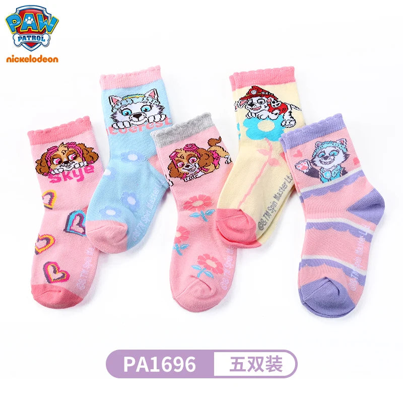 5Pairs/set=10pcs Genuine Paw Patrol Socks Chase Skye Marshall Girls Boys Spring Autumn Toddlers Sox Kids Birthday Christmas Gift