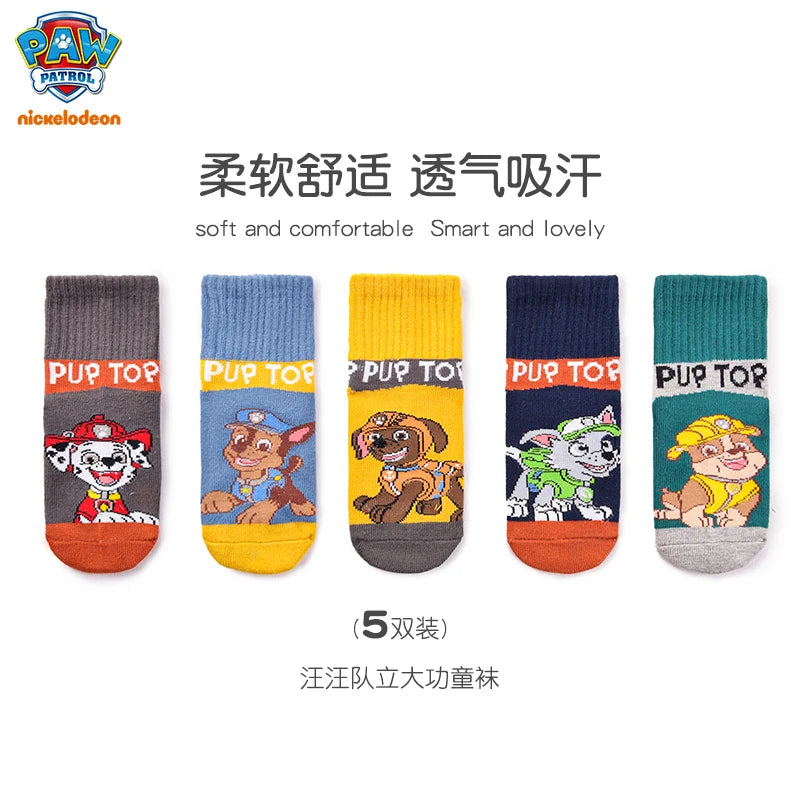 5Pairs/set=10pcs Genuine Paw Patrol Socks Chase Skye Marshall Girls Boys Spring Autumn Toddlers Sox Kids Birthday Christmas Gift