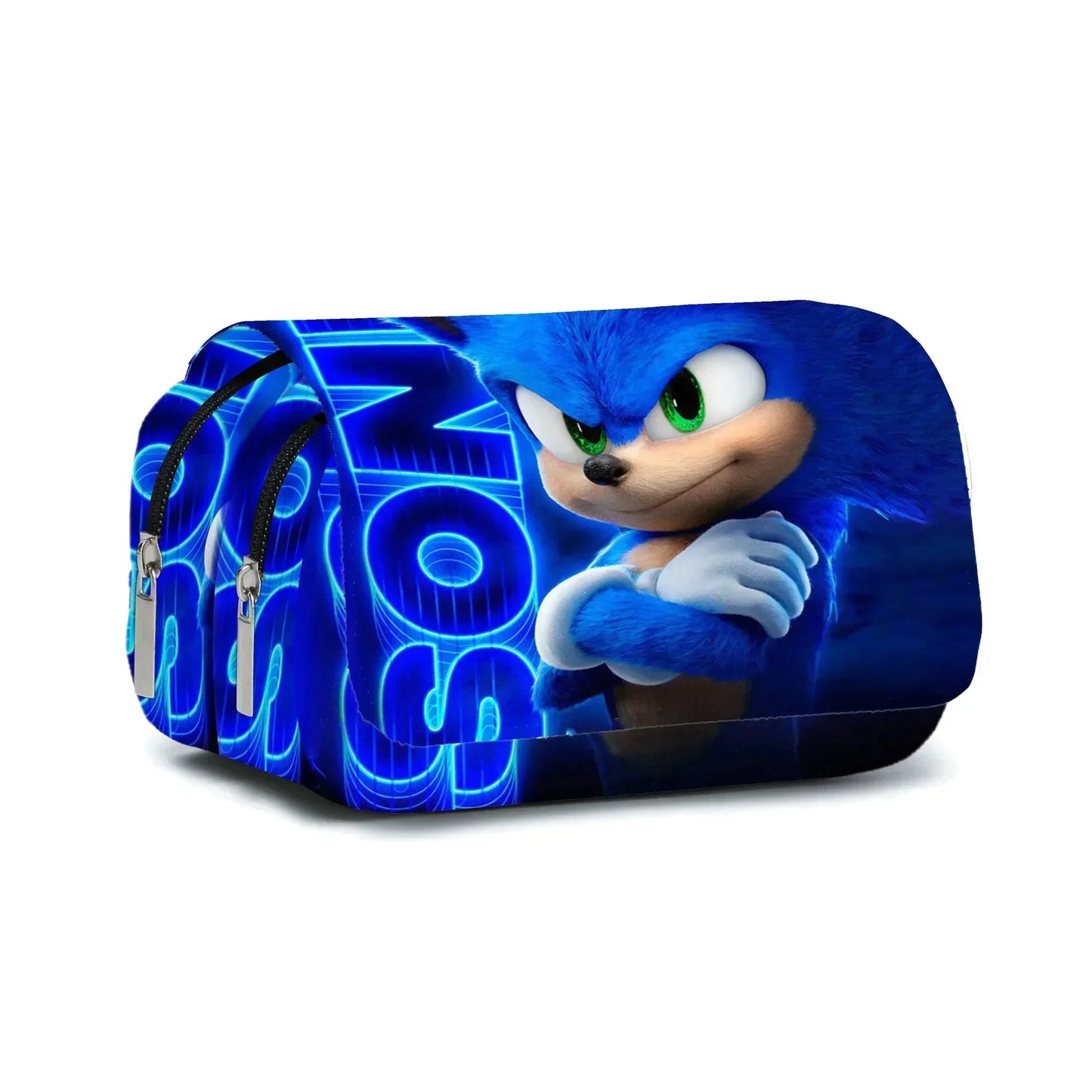 3D New SONIC Cartoon Sonic Cross-border Double-layer Pencil Bag Pencil Case Primary and Secondary School Student Stationery Box