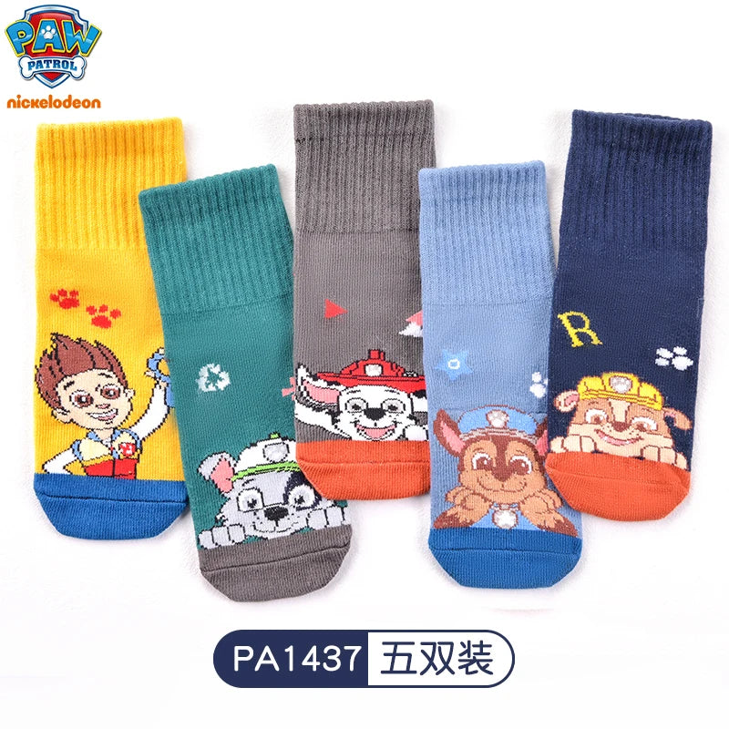 5Pairs/set=10pcs Genuine Paw Patrol Socks Chase Skye Marshall Girls Boys Spring Autumn Toddlers Sox Kids Birthday Christmas Gift