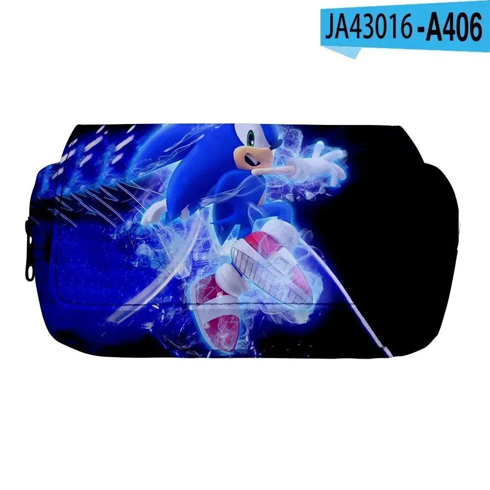 3D New SONIC Cartoon Sonic Cross-border Double-layer Pencil Bag Pencil Case Primary and Secondary School Student Stationery Box