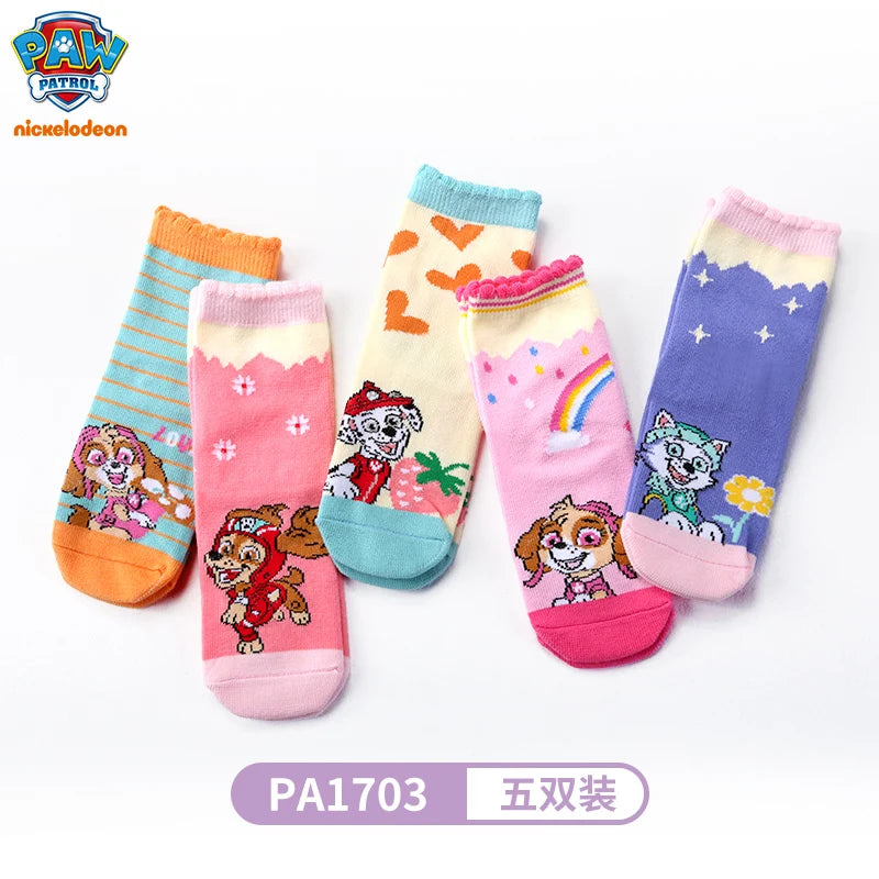 5Pairs/set=10pcs Genuine Paw Patrol Socks Chase Skye Marshall Girls Boys Spring Autumn Toddlers Sox Kids Birthday Christmas Gift