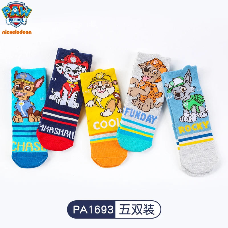 5Pairs/set=10pcs Genuine Paw Patrol Socks Chase Skye Marshall Girls Boys Spring Autumn Toddlers Sox Kids Birthday Christmas Gift