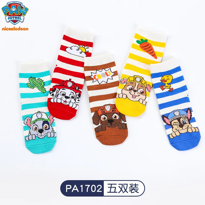 5Pairs/set=10pcs Genuine Paw Patrol Socks Chase Skye Marshall Girls Boys Spring Autumn Toddlers Sox Kids Birthday Christmas Gift