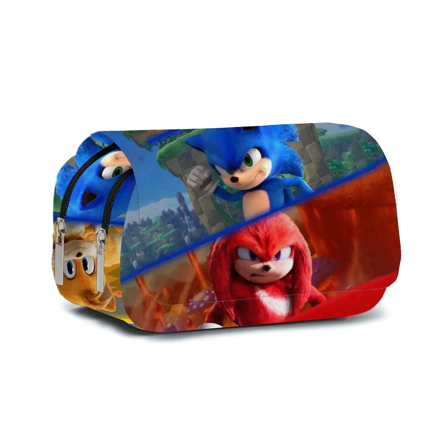 3D New SONIC Cartoon Sonic Cross-border Double-layer Pencil Bag Pencil Case Primary and Secondary School Student Stationery Box