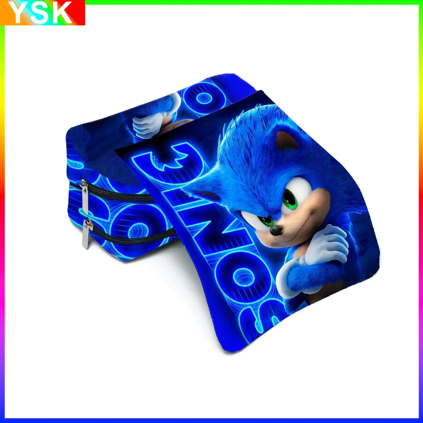 3D New SONIC Cartoon Sonic Cross-border Double-layer Pencil Bag Pencil Case Primary and Secondary School Student Stationery Box