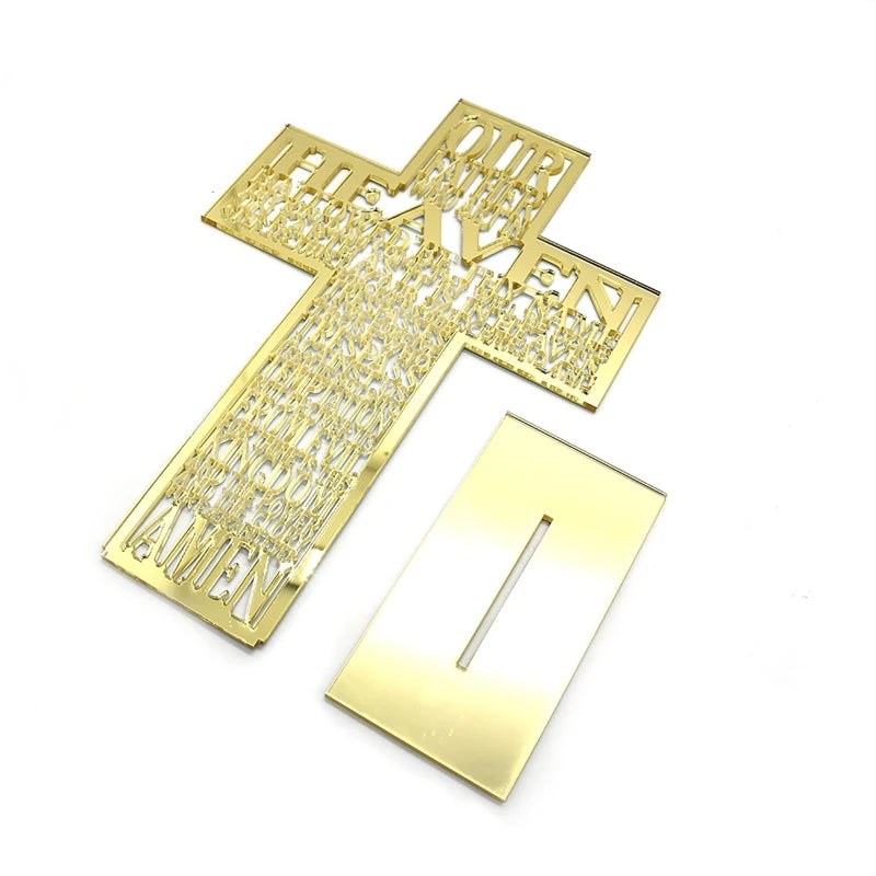 21cm Hollow Out Acrylic Scriptures Cross with Stand Jesus Christ Catholic Bible Religious Christian Standing Cross Church